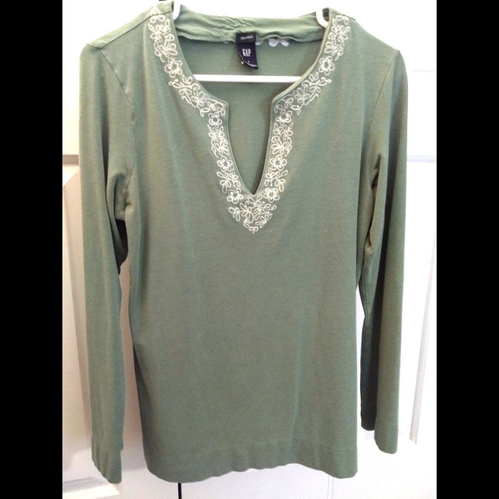 Gap Boho Long Sleeve Green Knit Top
